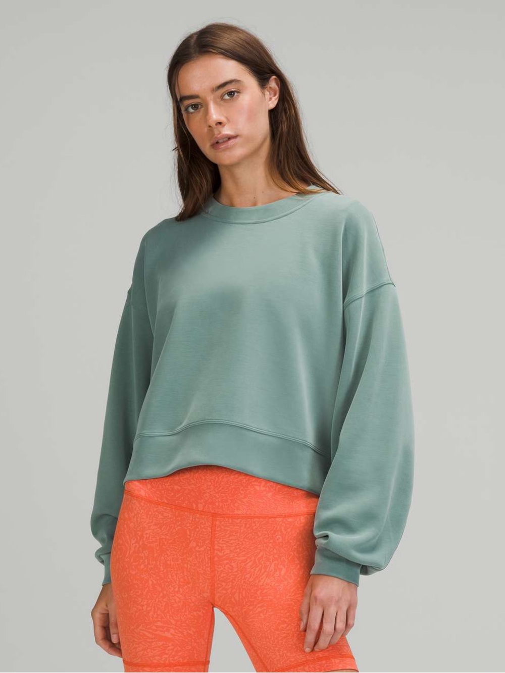 Lululemon Perfectly Oversized Cropped Crew *Softstreme™ 6 Tidewater Teal